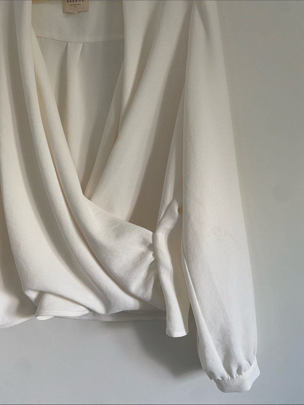 Sézane Abélia Ecru Draped Wrap Blouse - Picture 7 of 14